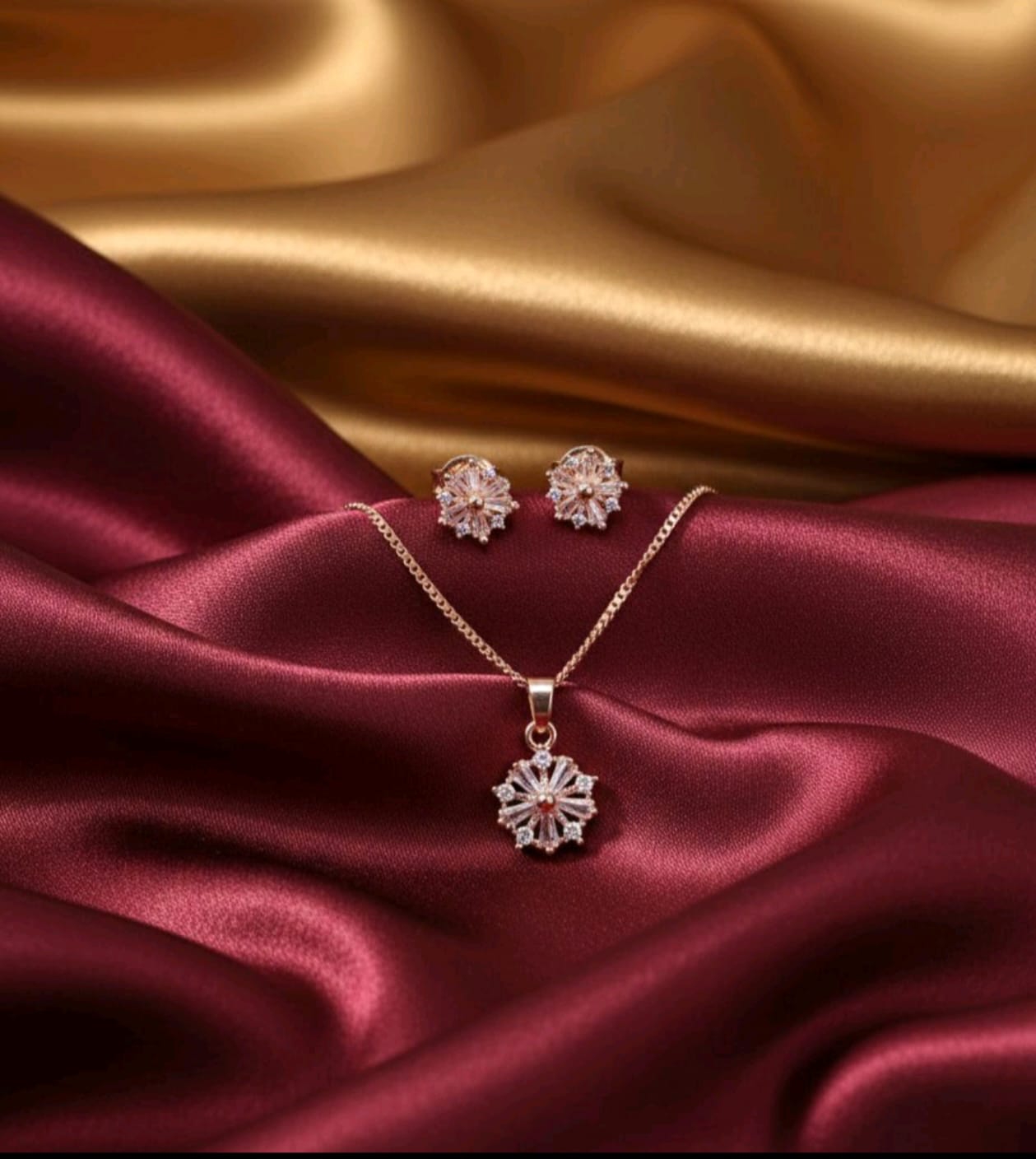 Oplus_0 Necklace for Women and girls Chain with Elegant Pendant | Stylish & Trendy Everyday Wear Jewelry (Rose gold) - Image 1